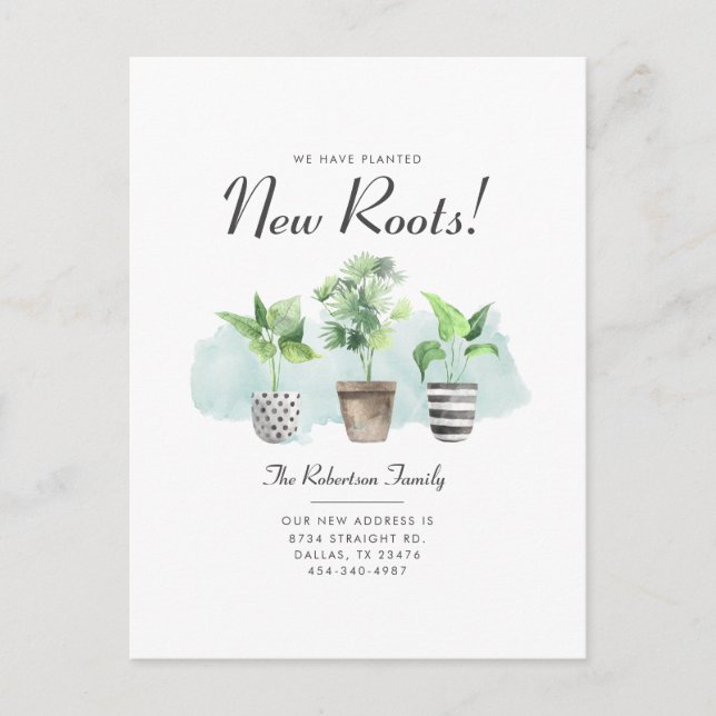 We've Planted New Roots New Address Moving  Announcement Postcard (Front)