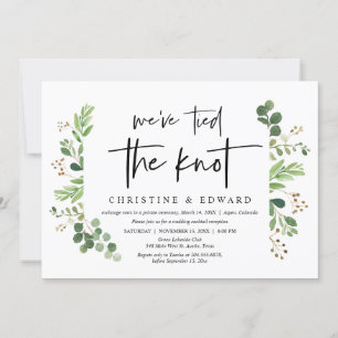 We've tied the knot, Wedding Elopement celebration Invitation
