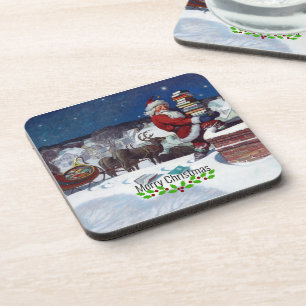 Weyeth - Santa Delivering Books for Christmas Coaster