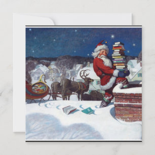 Weyeth - Santa Delivering Books for Christmas Holiday Card