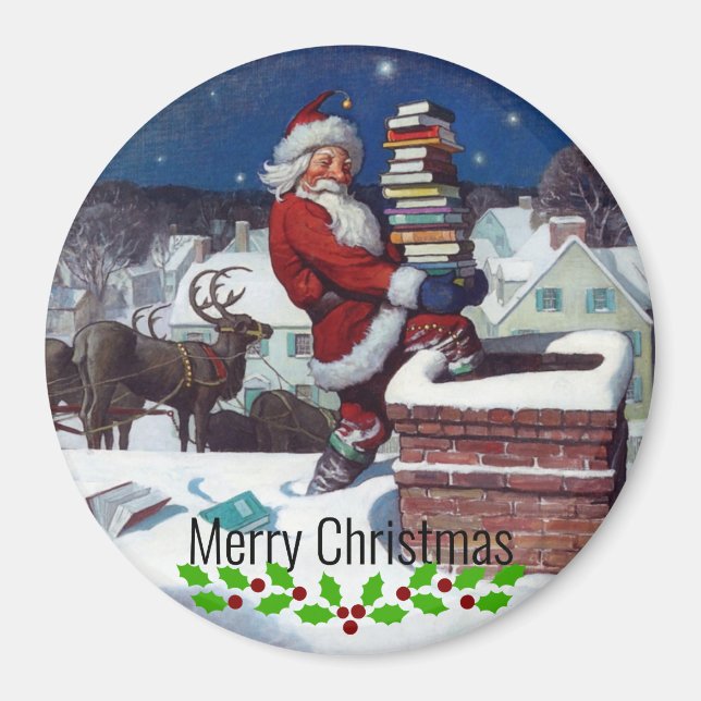 Weyeth - Santa Delivering Books for Christmas. Magnet (Front)