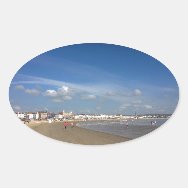 Weymouth Beach Oval Sticker (Front)