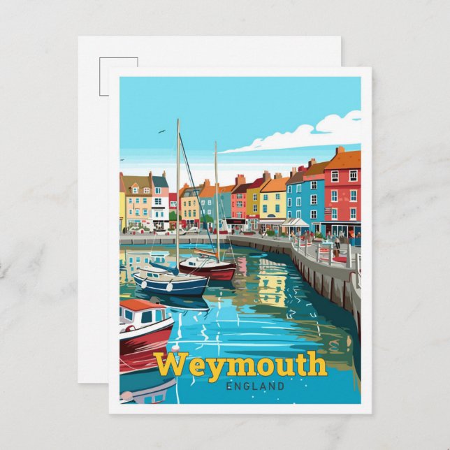 Weymouth England Travel Art Vintage Illustration Postcard (Front/Back)