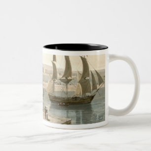 Weymouth Harbour, from 'A Voyage Around Great Brit Two-Tone Coffee Mug