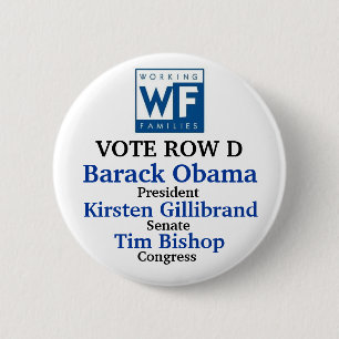 WFP for Obama Gillibrand and Bishop 6 Cm Round Badge