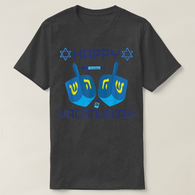 WgQq Happy Vaccinukkah Vaccinated Hanukkah 2021 Je T-Shirt (Design Front)