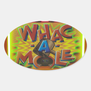 Whack a Mole Carnival Game Oval Sticker