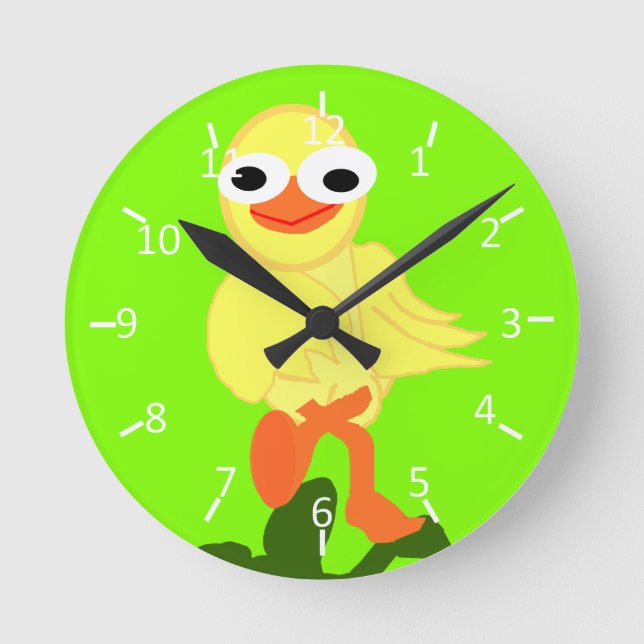 Whacky Bird Chartreuse Round Clock (Front)