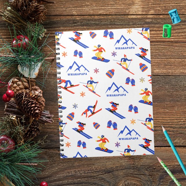 Whakapapa New Zealand Ski Snowboard Pattern Notebook (Creator Uploaded)
