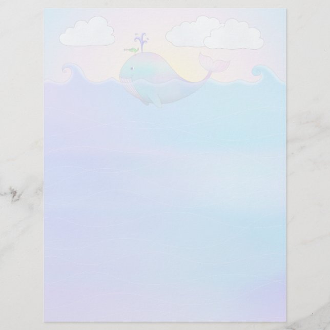 Whale -  8.5" x 11" Stationery Sheet (Front)