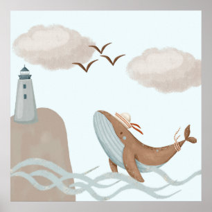 Whale Adventures - Kids Coastal Art  Print