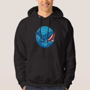 Whale American Flag Biologist USA  Blue Whale Sea  Hoodie