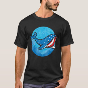 Whale American Flag Biologist USA Blue Whale Sea T-Shirt