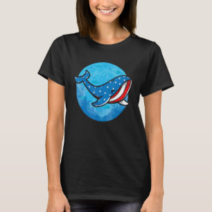 Whale American Flag Biologist USA Blue Whale Sea T-Shirt
