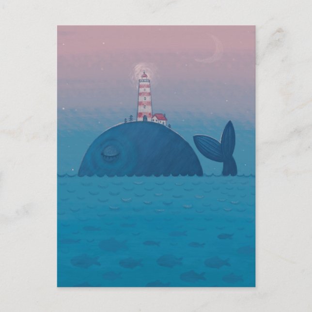 Whale and a lighthouse. postcard (Front)