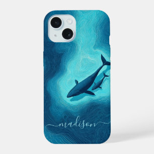 Whale and Baby Calf Ocean Art iPhone Case