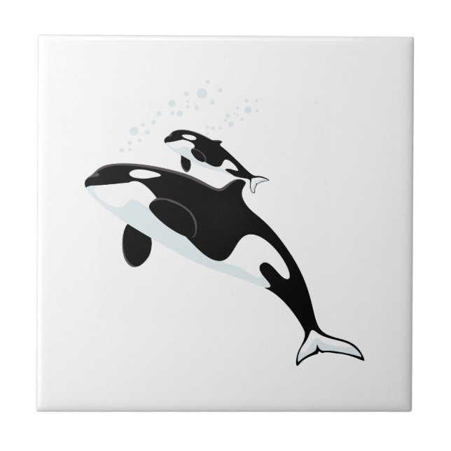 Whale and Baby Ceramic Tile (Front)