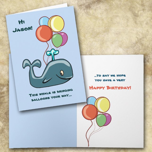 Whale and Balloons Kid's Birthday Card (Creator Uploaded)