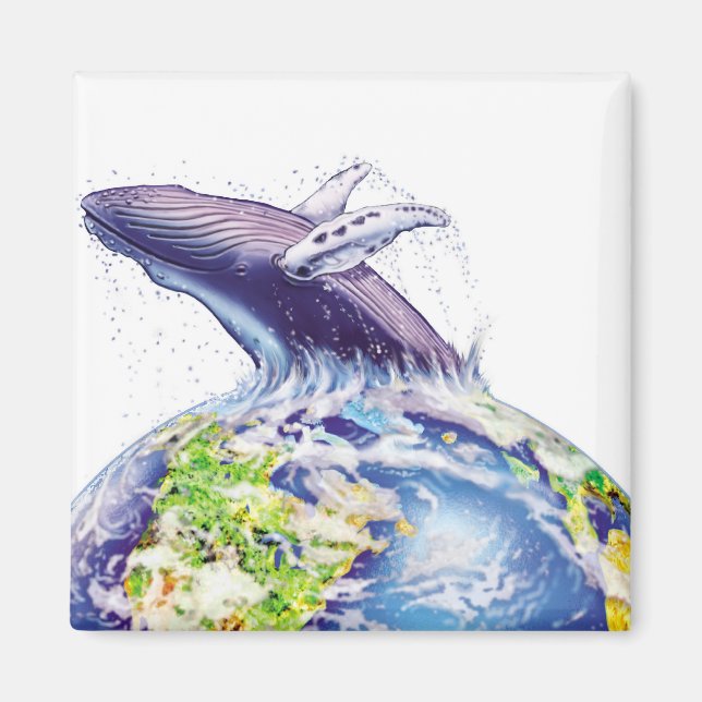 whale and earth design magnet (Front)