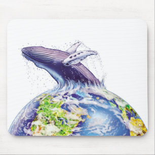 whale and earth design mouse pad