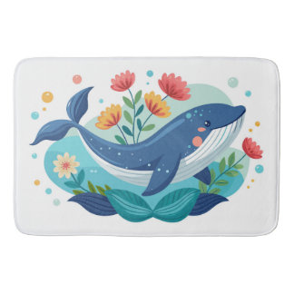 Whale And Flowers Mat