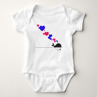 Whale and Hearts Baby Bodysuit