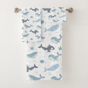 Whale and Killer whale Bath Towel Set