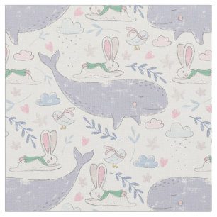 Whale and Rabbit Winter Wonderland Fabric