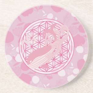 whale,animal totem,zen,chakra,flower of life coaster
