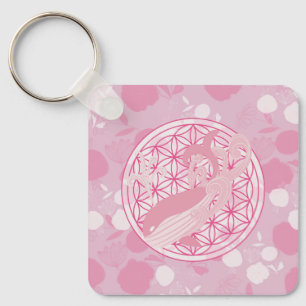 whale,animal totem,zen,chakra,flower of life key ring