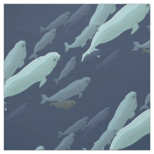Whale Art Fabric Beluga Whale Fabric Cotton or Pol