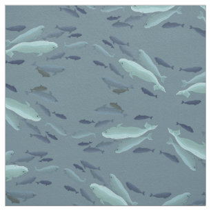 Whale Art Fabric Beluga Whale Fabric Cotton or Pol
