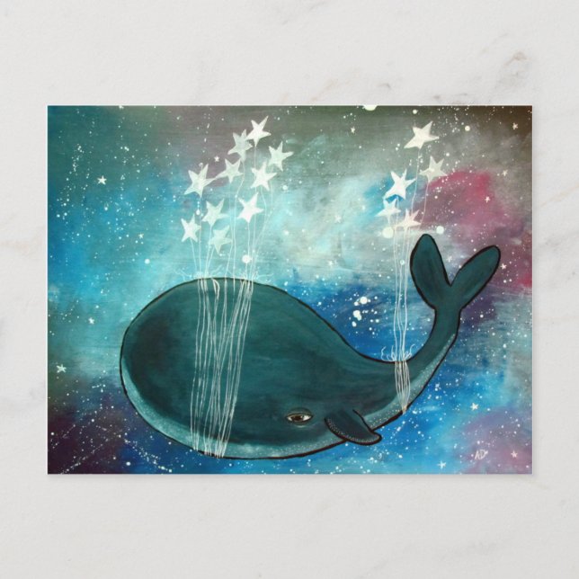 Whale Art Whimsical Postcard Cute Artwork (Front)