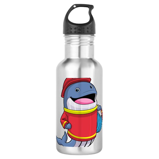 Whale as Firefighter with Hose 710 Ml Water Bottle (Front)