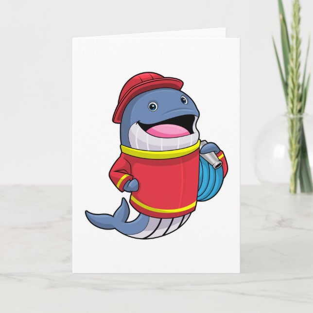 Whale as Firefighter with Hose Card (Front)