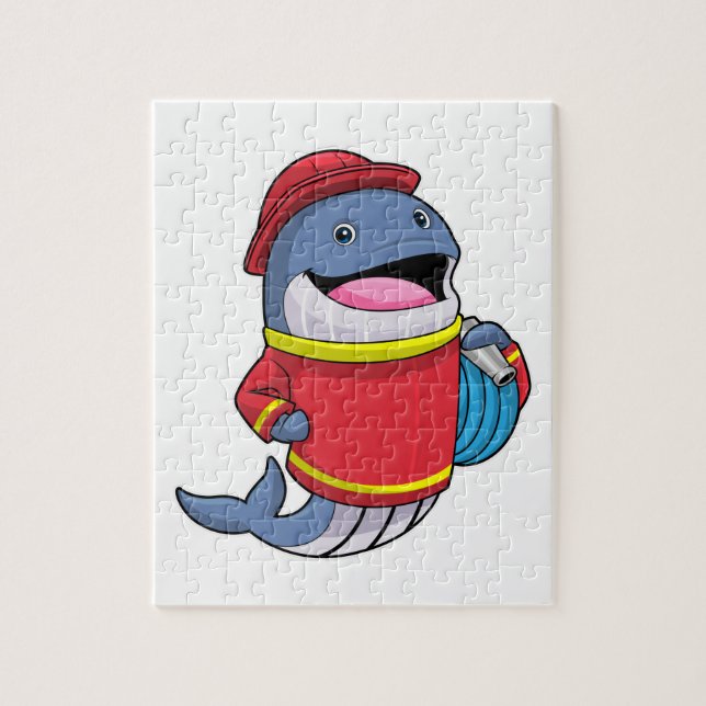 Whale as Firefighter with Hose Jigsaw Puzzle (Vertical)