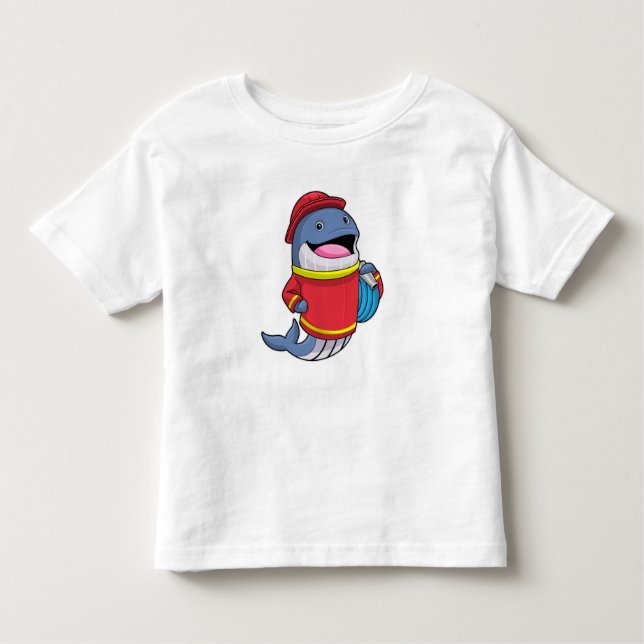 Whale as Firefighter with Hose Toddler T-Shirt (Front)
