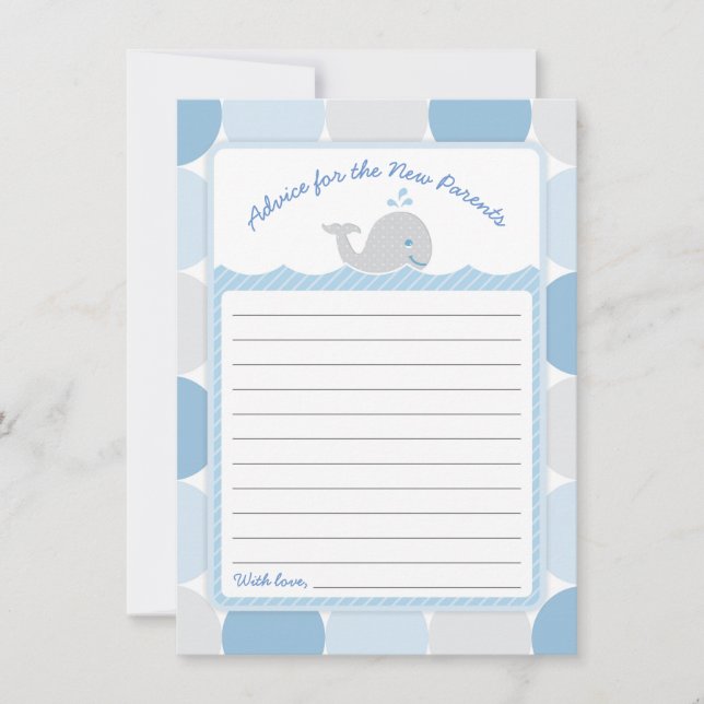 Whale Baby Shower Advice Card - Mod Blue Circles (Front)