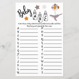 Whale Baby Shower Beautiful Dream Game Baby ABC Flyer