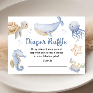 Whale Baby Shower Boy Blue Ocean Diaper Raffle Enclosure Card