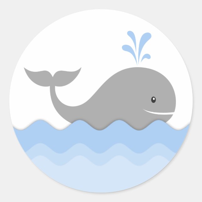 Whale Baby Shower Classic Round Sticker (Front)