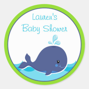 Whale Baby Shower Favour Stickers