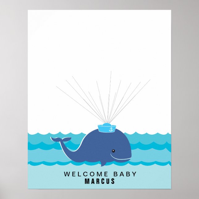 Whale | Baby shower guest book Print (Front)