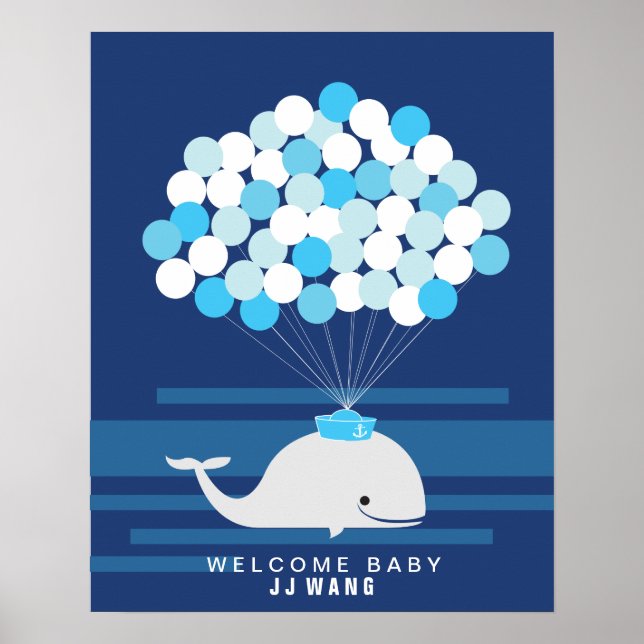 Whale | Baby shower guest book Print (Front)