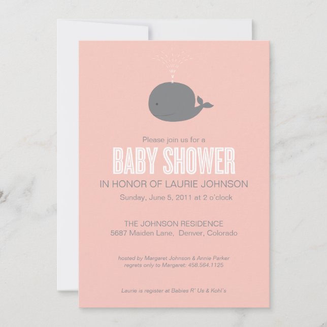 Whale Baby Shower Invitation (Front)