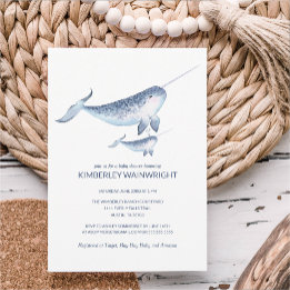 Whale Baby Shower Invitation - Elegant Nautical 