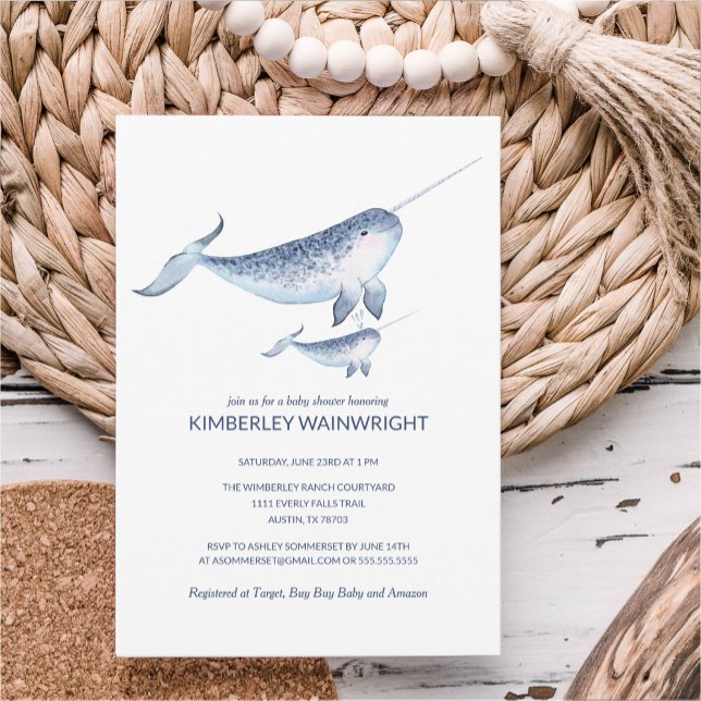 Whale Baby Shower Invitation - Elegant Nautical  (Creator Uploaded)