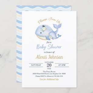Whale Baby Shower Invitation for Boy