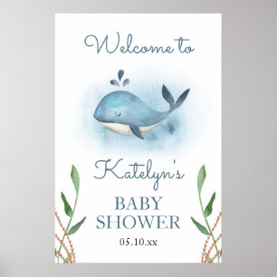 Whale Baby Shower Welcome Sign