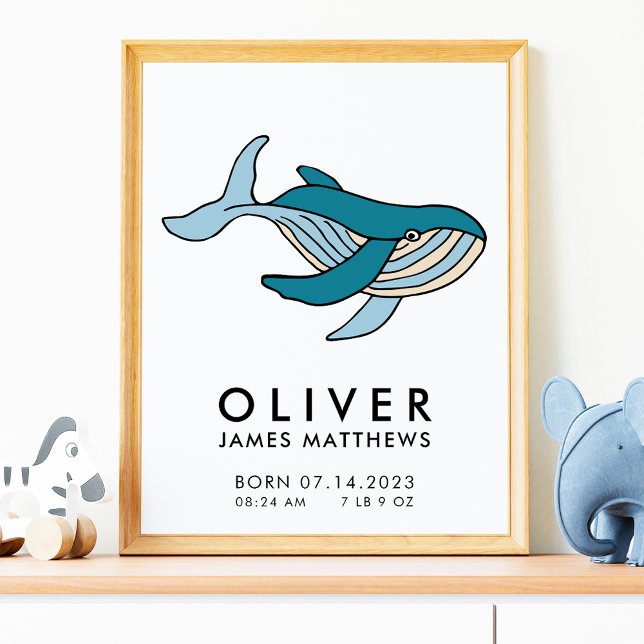 Whale Birth Stats Baby Boy Poster (Creator Uploaded)